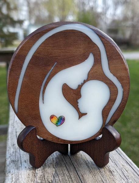 Mother & Baby Wood Plaque (circle design)