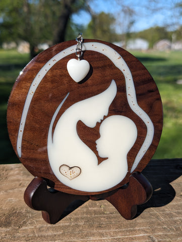 Mother & Baby Wood Plaque (circle design)