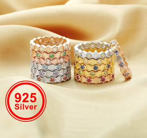 Hexagon Full Eternity Birthstone Bands