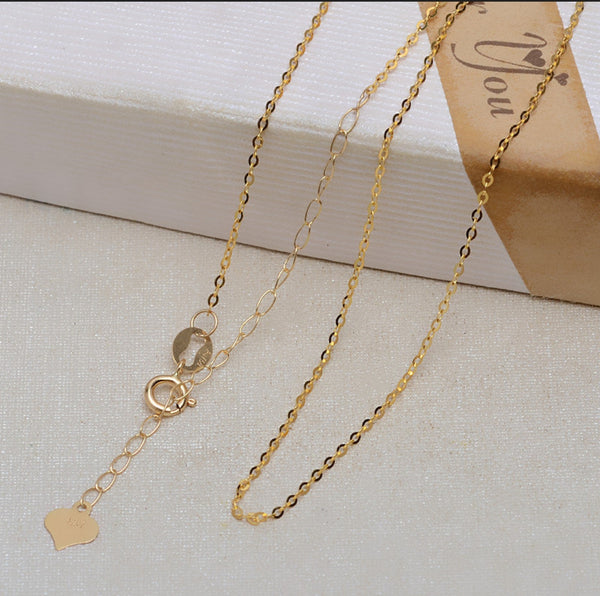 18K Solid Gold 16"+2" Chain