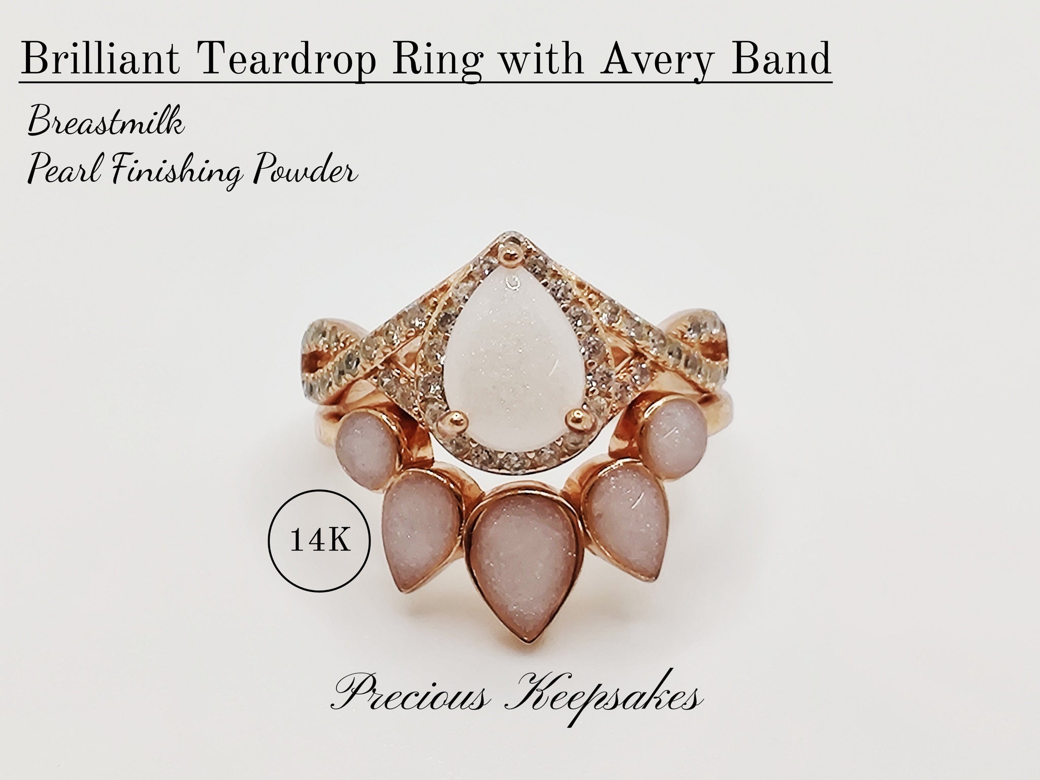 Brilliant Teardrop Ring with Avery Band 14K