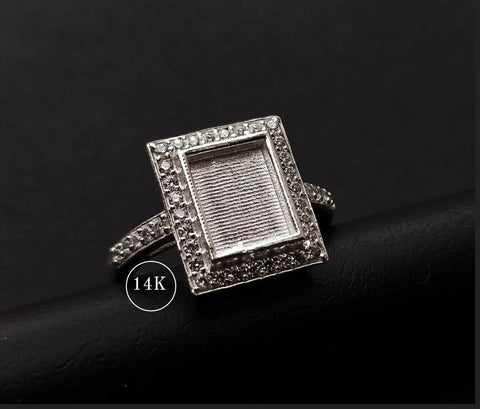 Rectangle Blank Ring 14K