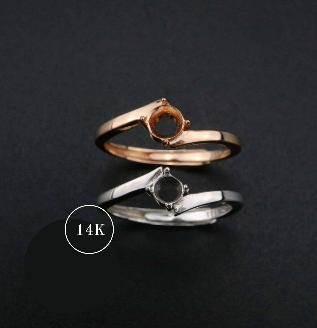 Simple Bypass Ring 14K