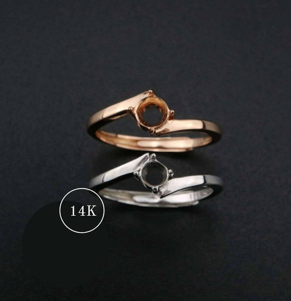 Simple Bypass Ring 14K