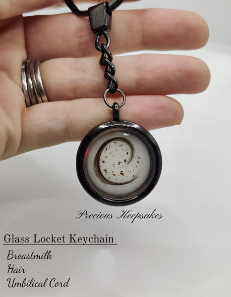 Glass Locket Keychain Rose Gold & Sterling Sliver