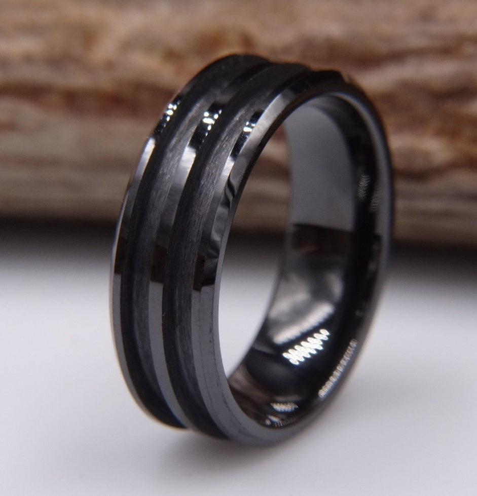 Black Ceramic Ring Double Channel (Beveled edge)