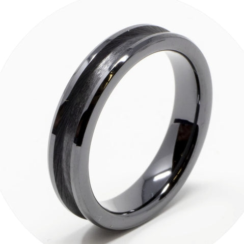 Black Ceramic Ring 4mm Wide, 2mm Channel