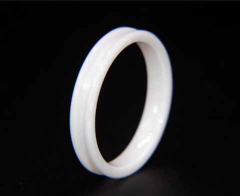 White Ceramic Ring 4mm Wide, 2mm Channel