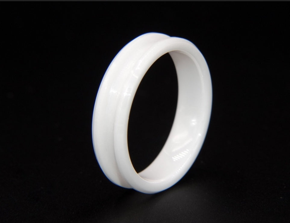 White Ceramic Ring 6mm Wide, 3mm Channel