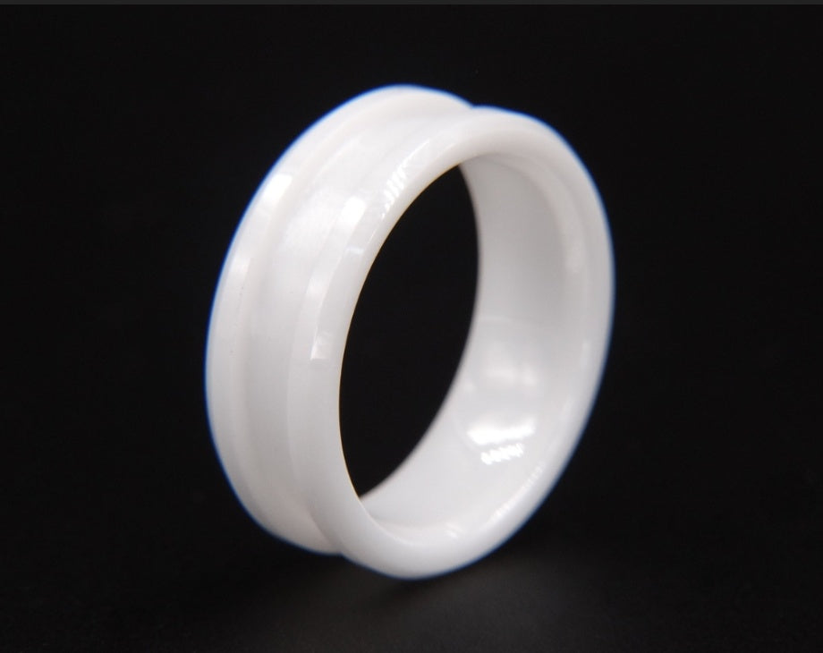 White Ceramic Ring 8mm Wide, 4mm Channel